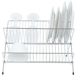 Égouttoir pliable en métal gris 36x31xH22cm