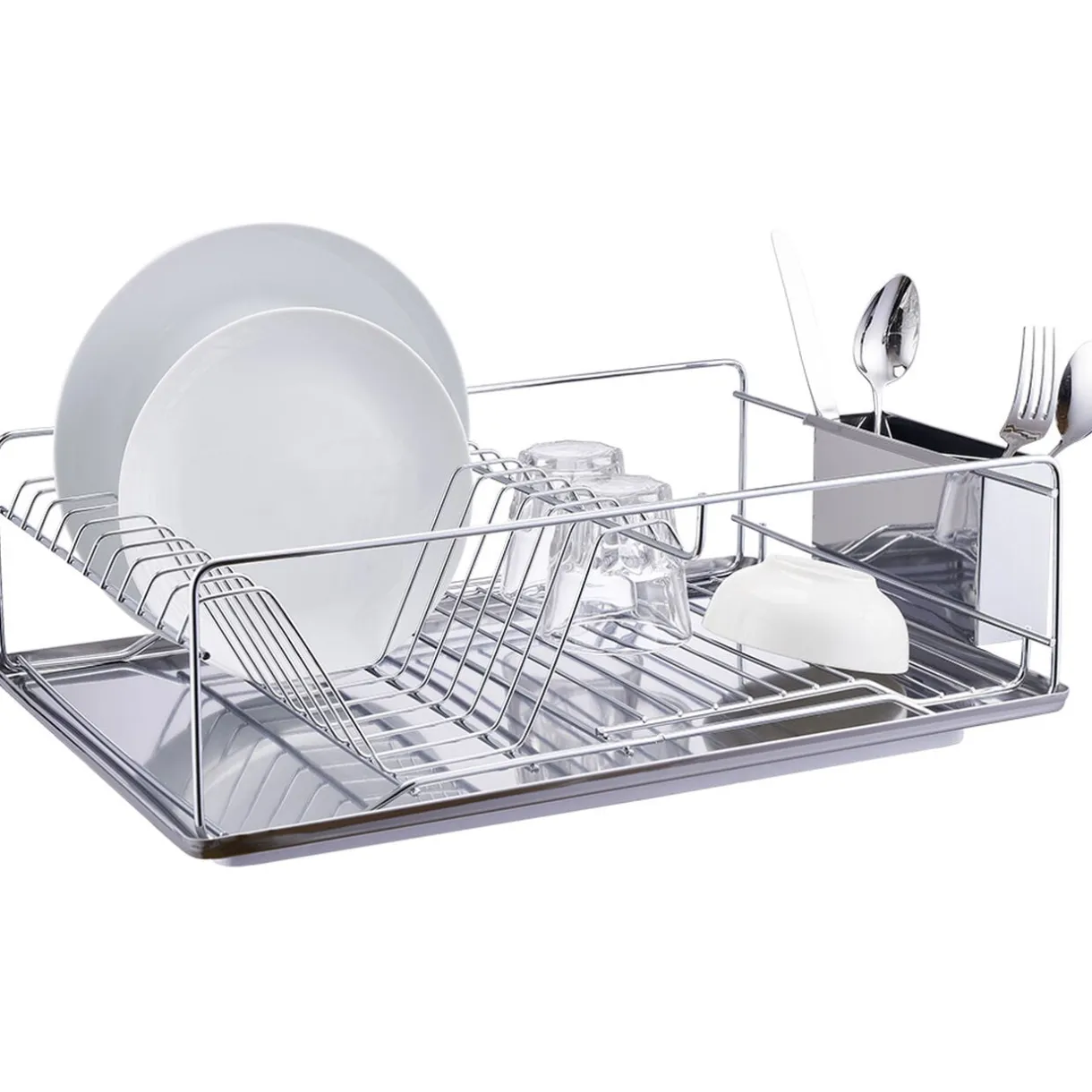 Égouttoir à vaisselle avec porte-couverts inox < Gifi Discount