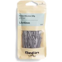 50g pointes tête homme acier brut - 1,8x40 mm < Gifi