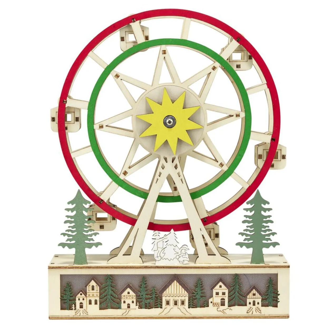 Grande roue animée en bois décoration à poser H24,5cm (2 modèles)