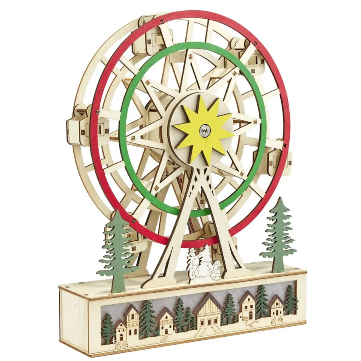 Grande roue animée en bois décoration à poser H24,5cm (2 modèles)