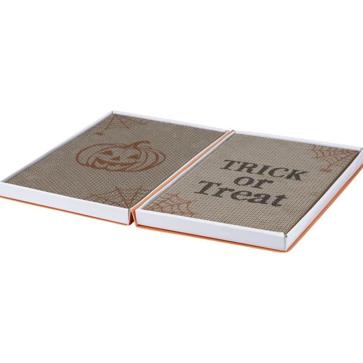 Grattoir chat Halloween livre griffoir carton marron et orange 26x39,5cm < Gifi New