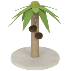 Griffoir pour chat 2 pompons grattoir forme palmier vert Ø34xH41cm