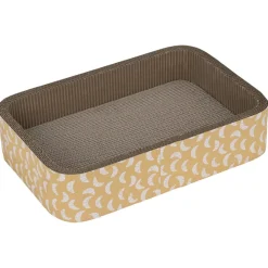 Griffoir pour chat rectangulaire motif croissant en carton beige 45x30xH10cm (2 modèles)