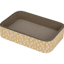 Griffoir pour chat rectangulaire motif croissant en carton beige 45x30xH10cm (2 modèles)