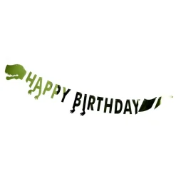 Guirlande anniversaire Happy Birthday dinosaure aluminium vert 2,5m < Gifi Outlet
