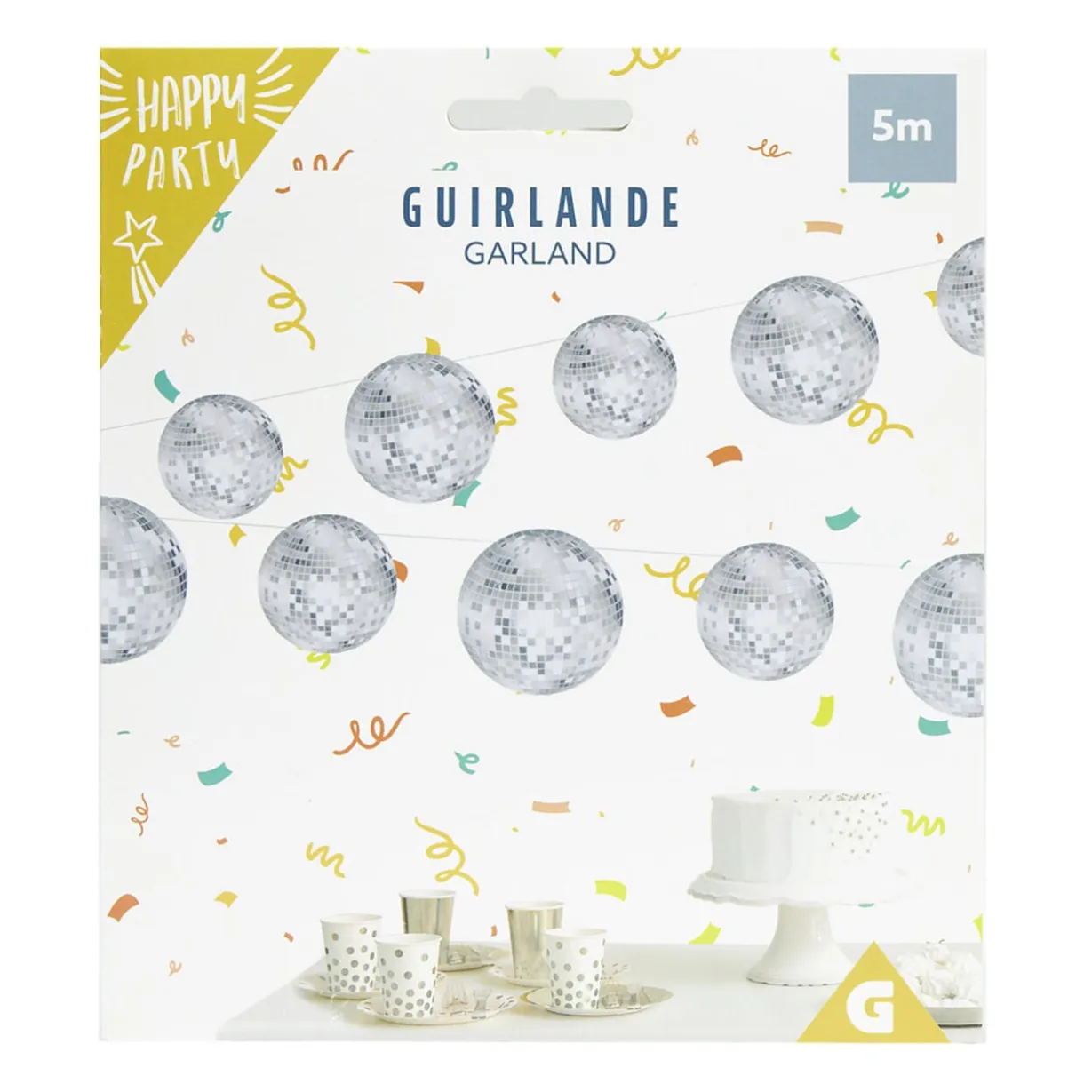 Guirlande boules à facettes argentées Ø12cm en papier L5m < Gifi New