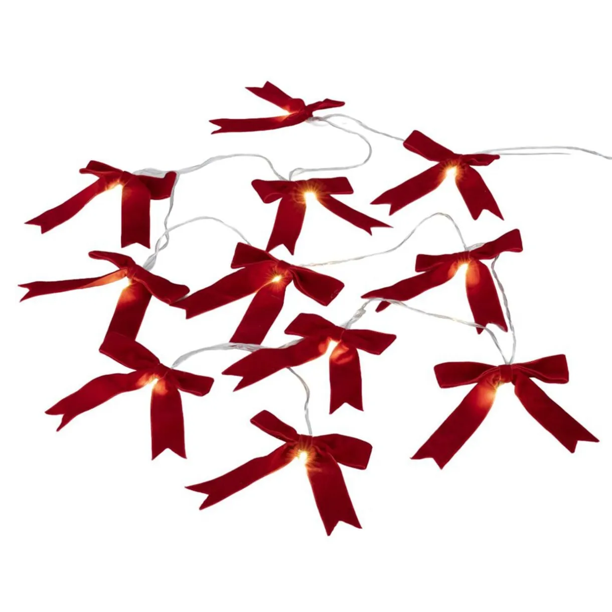 Guirlande de Noël 30 LED blanc chaud noeud rouge L508 cm < Gifi Discount