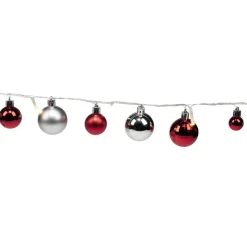 Guirlande de Noël LED lumineuse boules rouge et blanche L220cm
