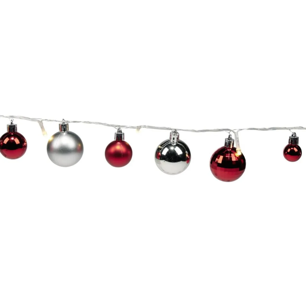 Guirlande de Noël LED lumineuse boules rouge et blanche L220cm