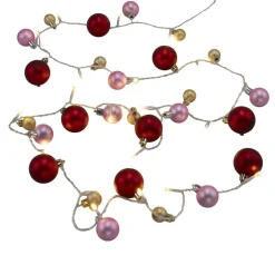 Guirlande de Noël LED lumineuse boules rouge et blanche L220cm