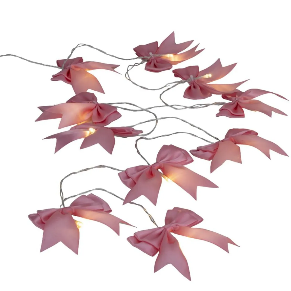 Guirlande de Noël LED noeud tissu rose L175cm < Gifi Online