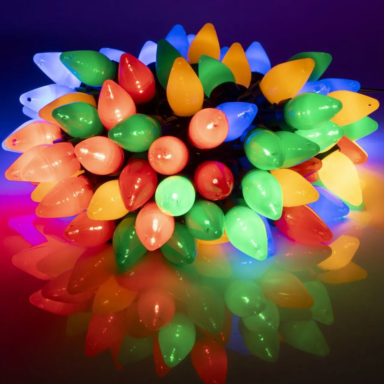 Guirlande de Noël lumineuse 100LED bulbe tulipe multicolore L990cm