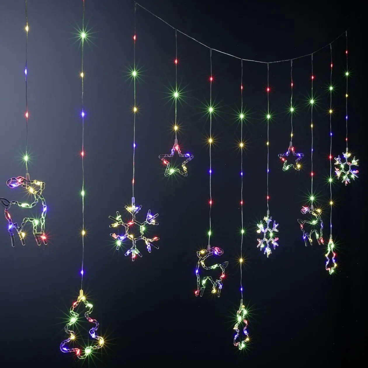 Guirlande de Noël lumineuse 240LED bordure toit flocon étoile sapin multicolore