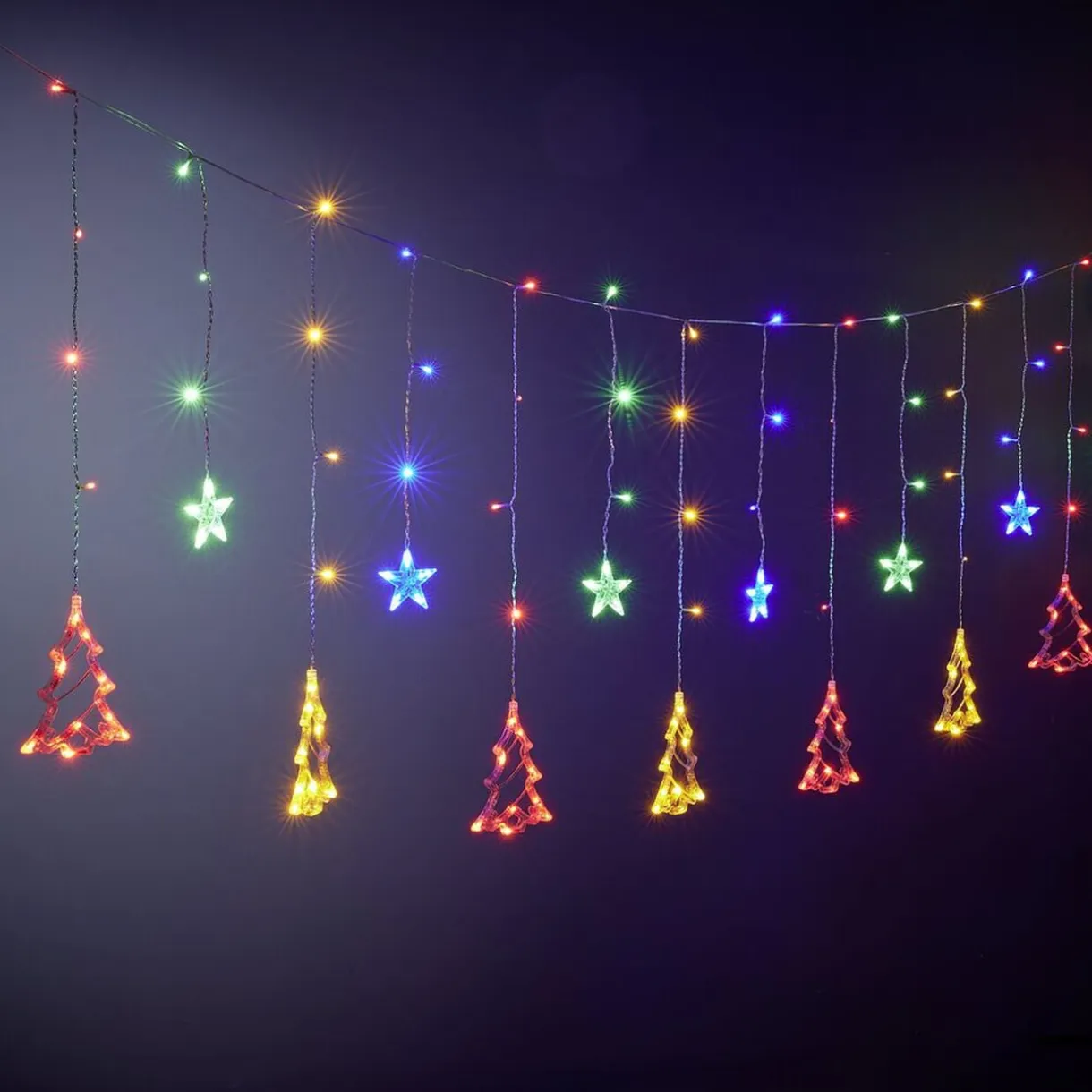 Guirlande de Noël lumineuse 160LED bordure toit motifs sapin étoiles multicolore < Gifi Outlet