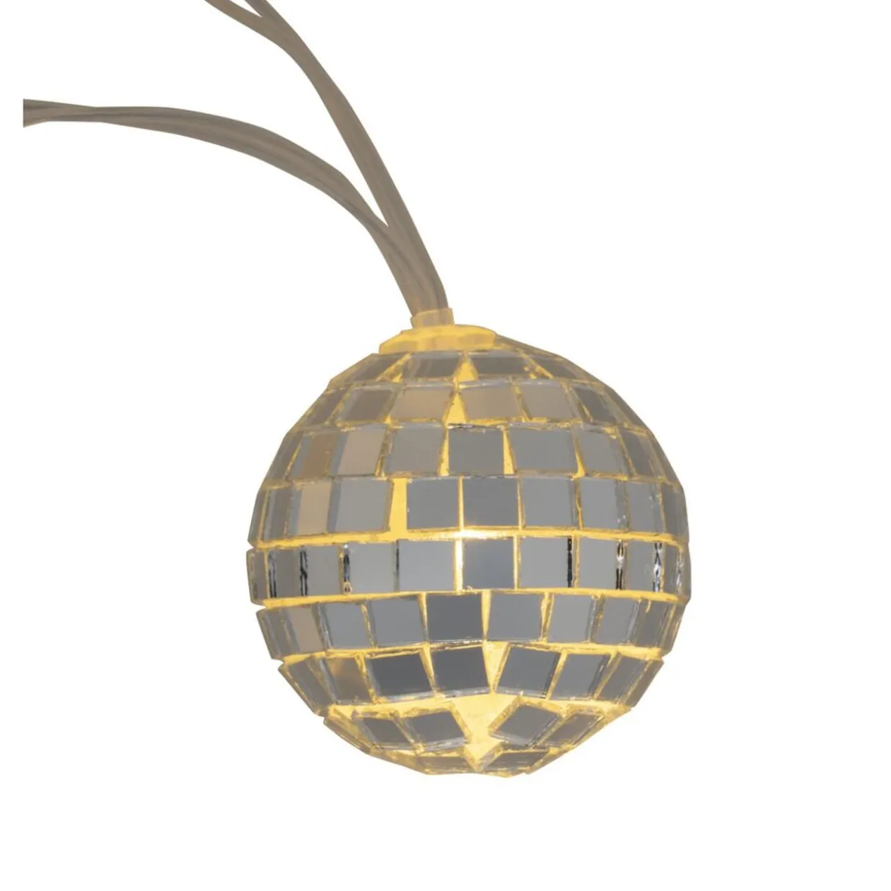 Guirlande lumineuse boule disco dorée 10LED à piles 1,8m