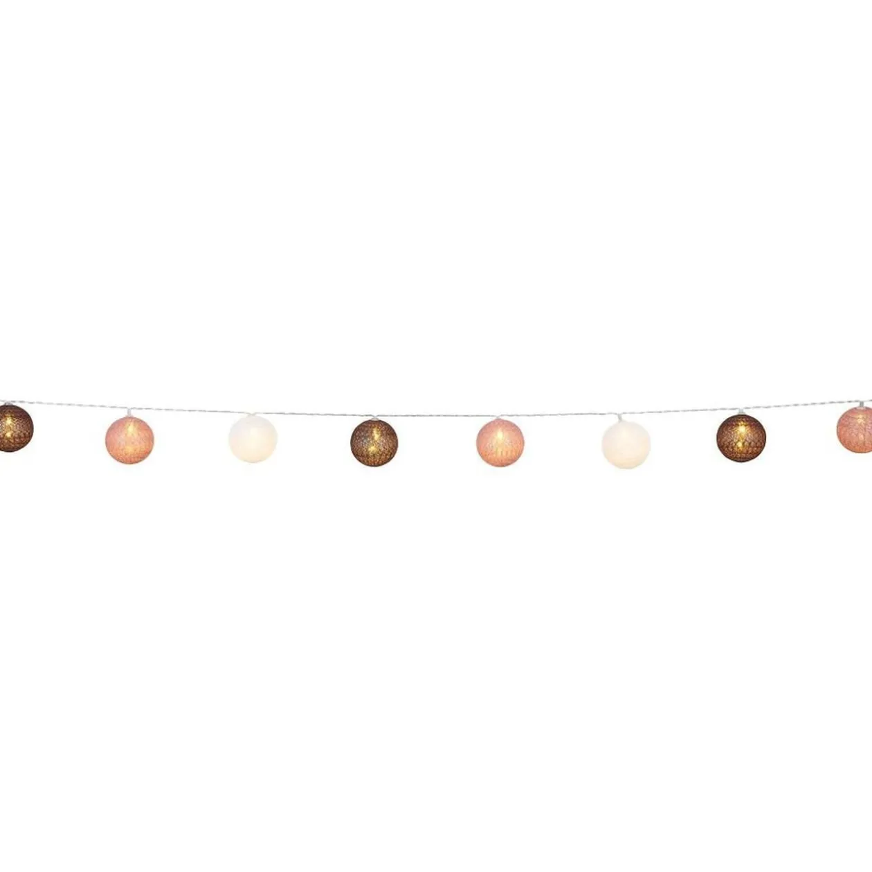 Guirlande lumineuse 10 boules beige marron orange L165cm