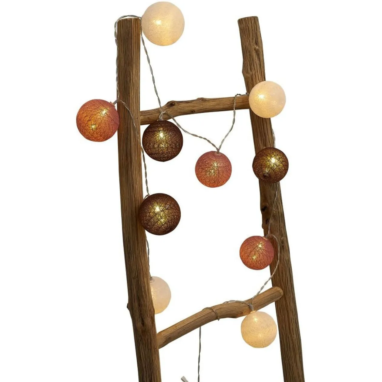 Guirlande lumineuse 10 boules beige marron orange L165cm