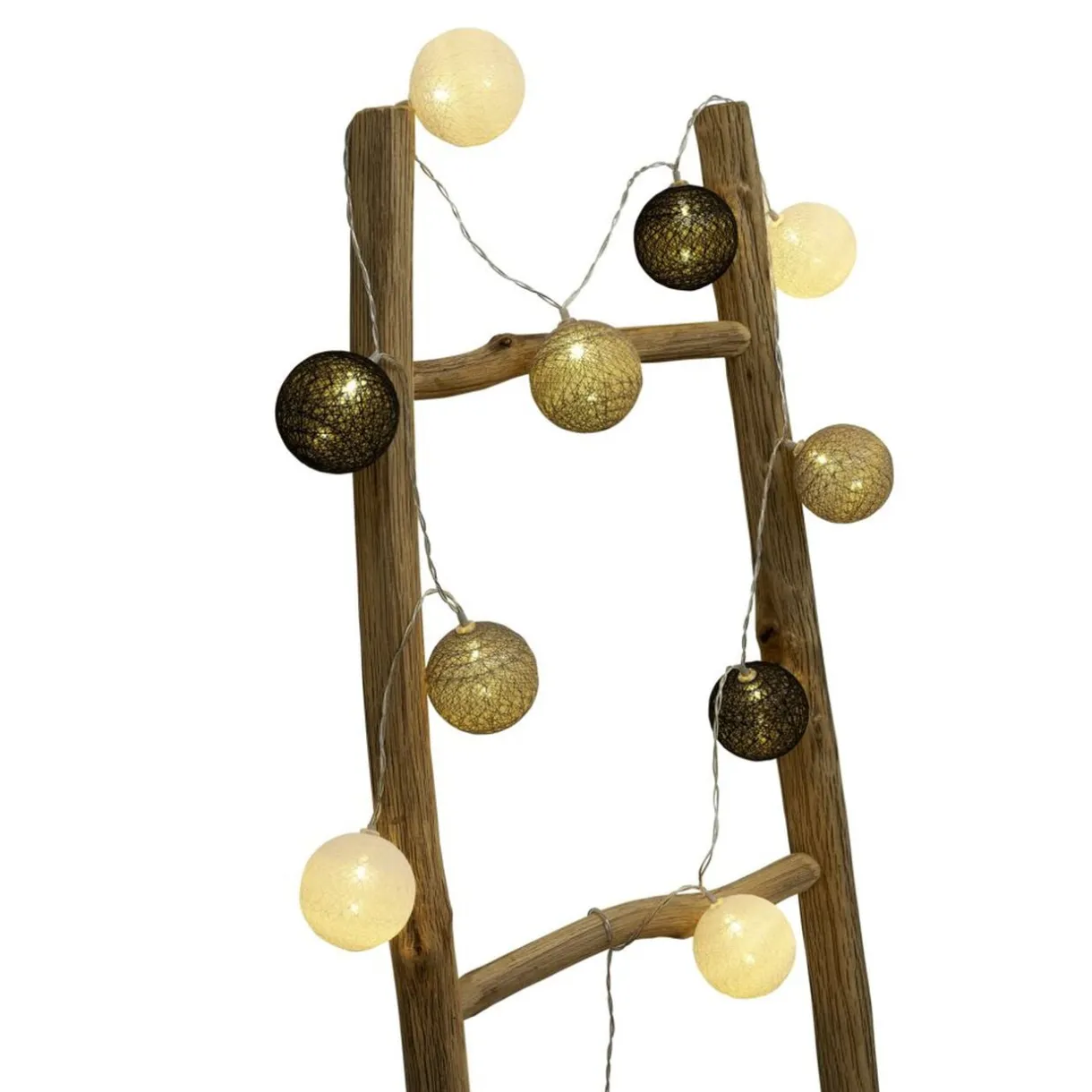 Guirlande lumineuse 10 boules beige noir marron L165cm < Gifi Outlet