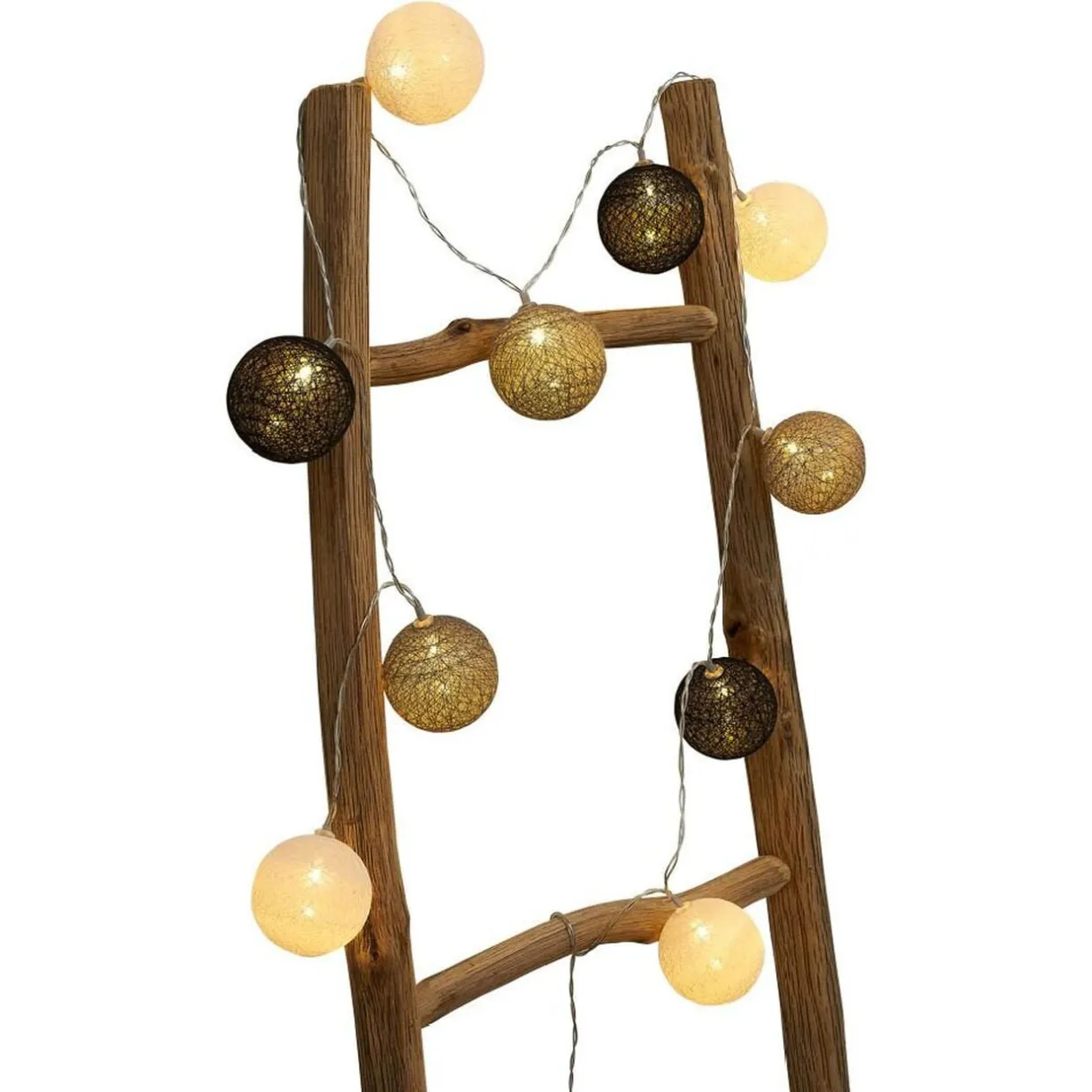Guirlande lumineuse 10 boules beige noir marron L165cm < Gifi Outlet