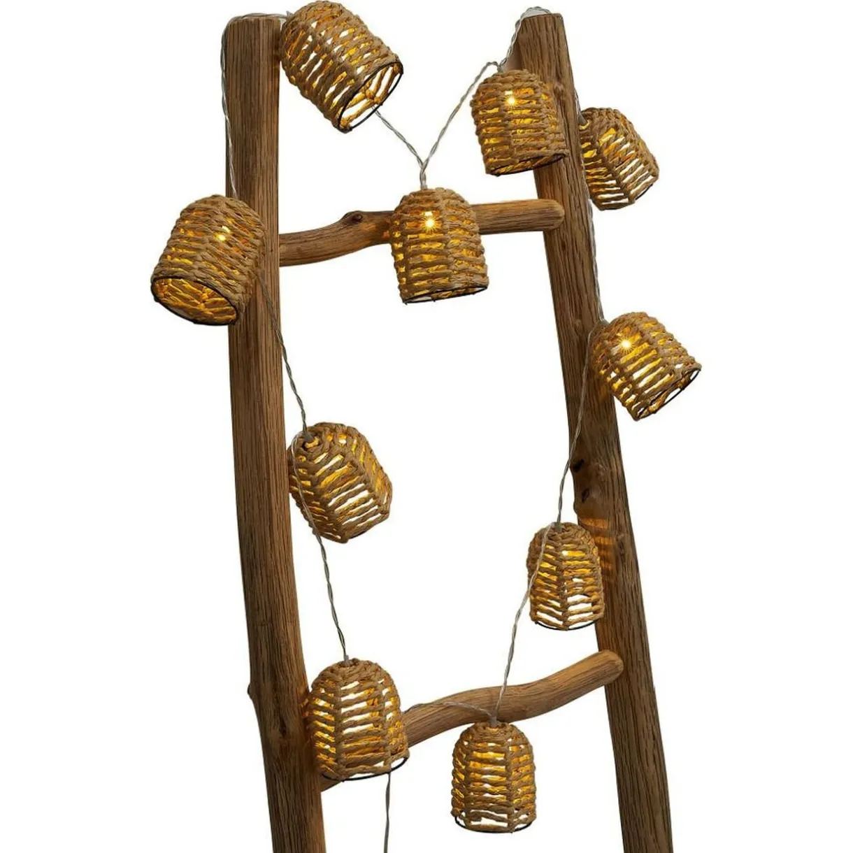 Guirlande lumineuse 10 boules effet rotin tressé 165cm < Gifi Online