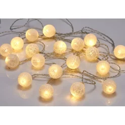 Guirlande lumineuse de Noël boule effet craquelé blanc 20 led