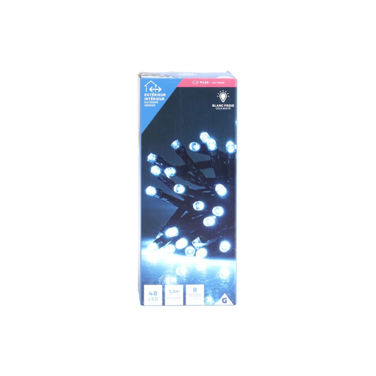 Guirlande lumineuse extérieur à piles 48LED blanc froid 3,5m < Gifi Hot