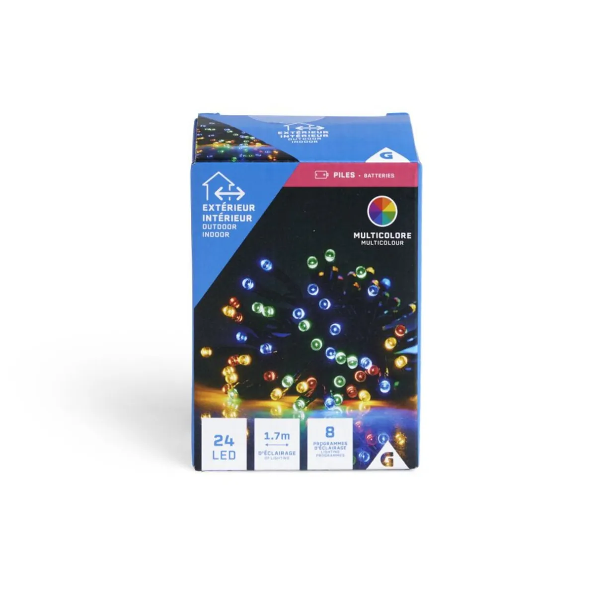Guirlande lumineuse extérieure 24LED multicolores à piles 1,7m < Gifi Outlet