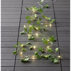 Guirlande lumineuse lierre artificiel vert 20 microled blanc chaud 2,9m