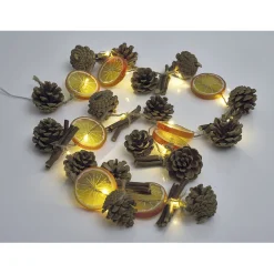 Guirlande lumineuse pommes de pin tranches d'orange 15 LED blanc chaud < Gifi Sale