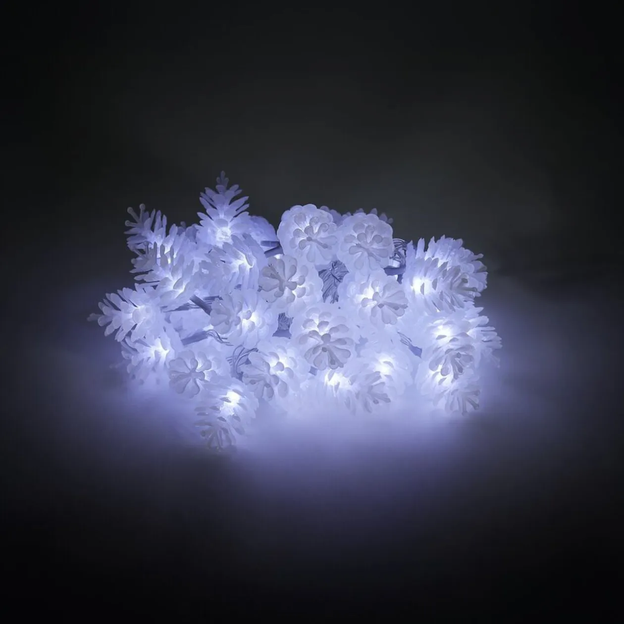 Guirlande lumineuse solaire pomme de pin 40LED blanc froid 3,9m