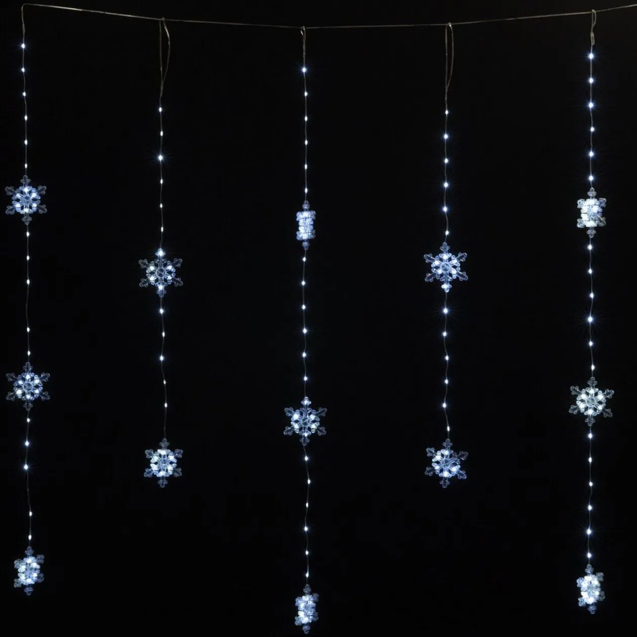 Guirlande rideau 13 flocons de neige 156LED blanc froid 1,2m