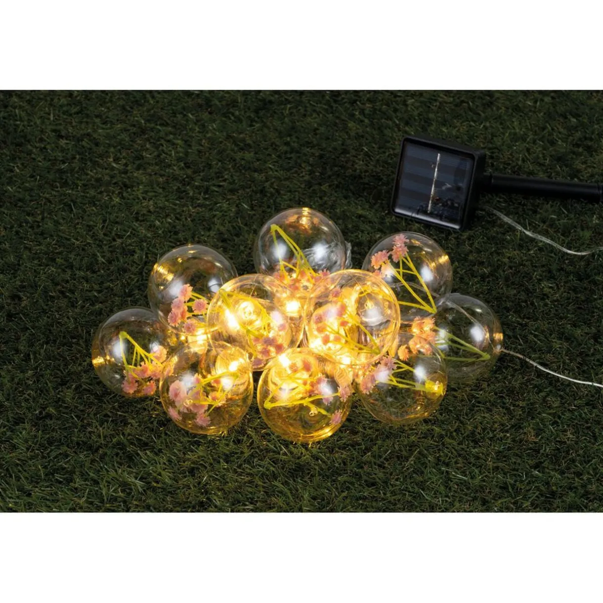 Guirlande solaire 10 ampoules LED avec fleurs séchées Ø6xL470cm < Gifi Clearance