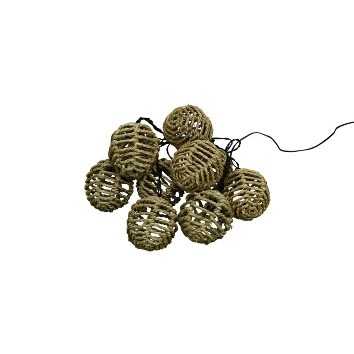 Guirlande solaire boules imitation rotin naturel 10 led L 2,7 m < Gifi Clearance