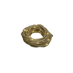 Guirlande solaire en jute 60 LED blanc chaud 5,6m