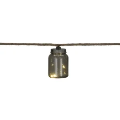 Guirlande solaire jute avec bouteilles plastique fumée noire suspendues 2,7m