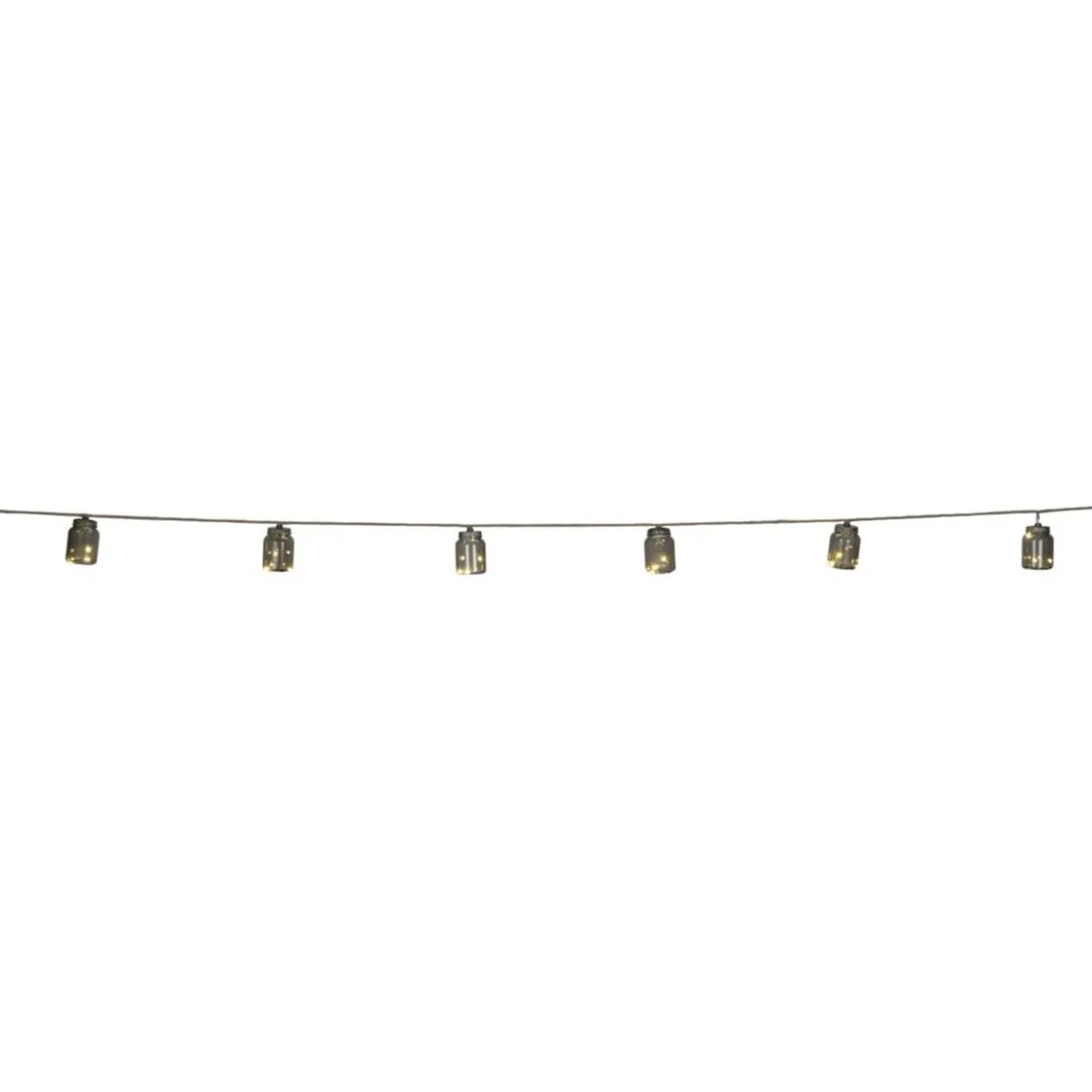 Guirlande solaire jute avec bouteilles plastique fumée noire suspendues 2,7m