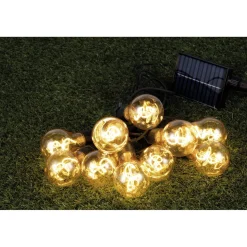 Guirlande solaire 10LED blanc chaud ampoule filament Ø6xL350cm < Gifi