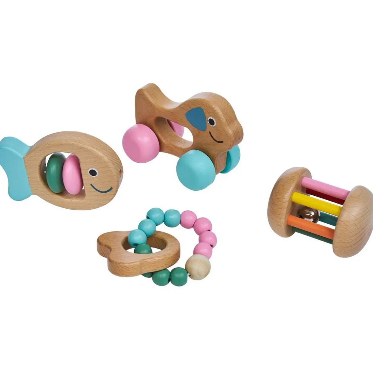 Hochet sensoriel en bois x4