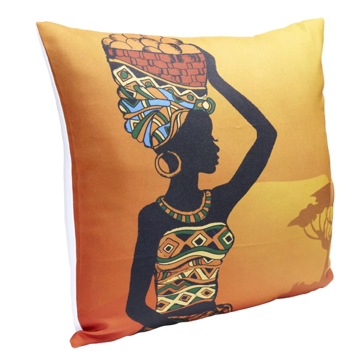 Housse coussin africaine 1 face imprimée 1 face unie 45x45cm - 4 modèles < Gifi Hot