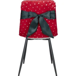 Housse de chaise carrée Noël à pois avec noeud amovible L45X45XH50 cm polyester (2 modèles rouge ou vert)