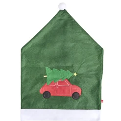 Housse de chaise Noël à pompon rouge et blanche 48x70cm (4 modèles)
