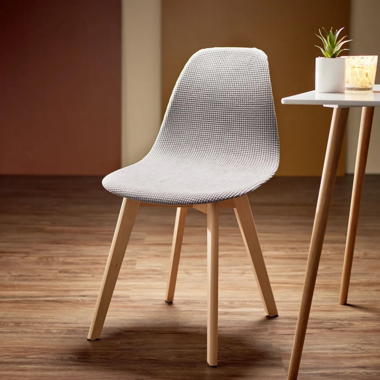 Housse de chaise scandinave extensible grise 45x40xH45cm