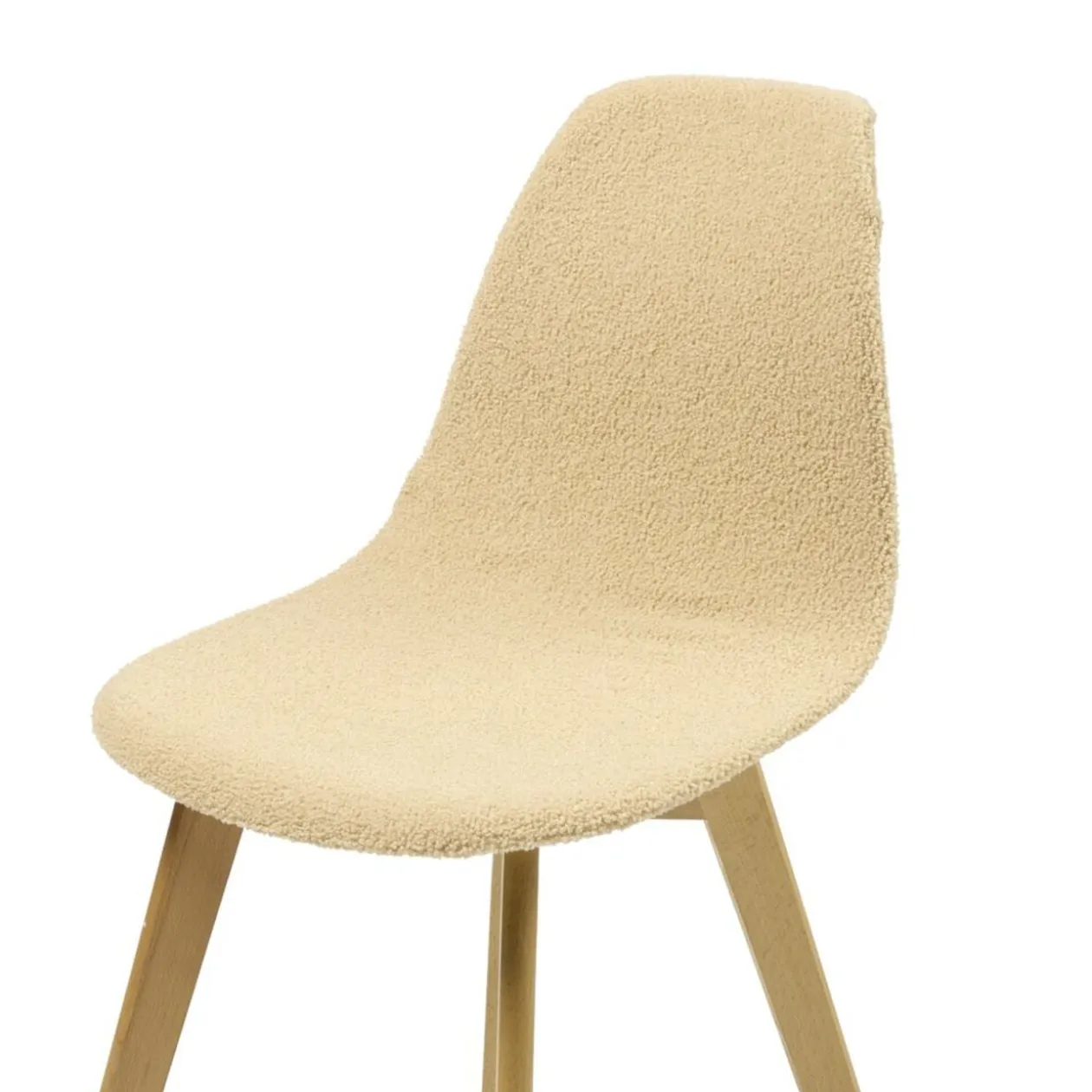 Housse de chaise tissu bouclette beige 45x40x48cm