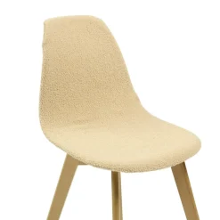 Housse de chaise tissu bouclette beige 45x40x48cm