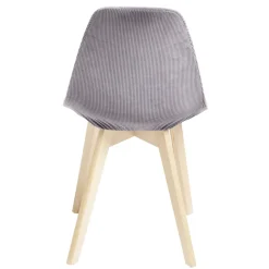 Housse de chaise velours côtelé L45xP40xH45cm - 2 modèles gris ou blanc