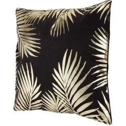 Housse de coussin imitation velours 40x40cm noir motif doré < Gifi New
