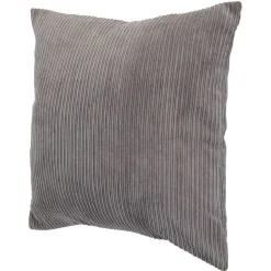 Housse de coussin imitation velours 40x40cm gris à rayures