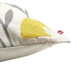 Housse de coussin imprimé floral jaune avec broderie 45x45cm