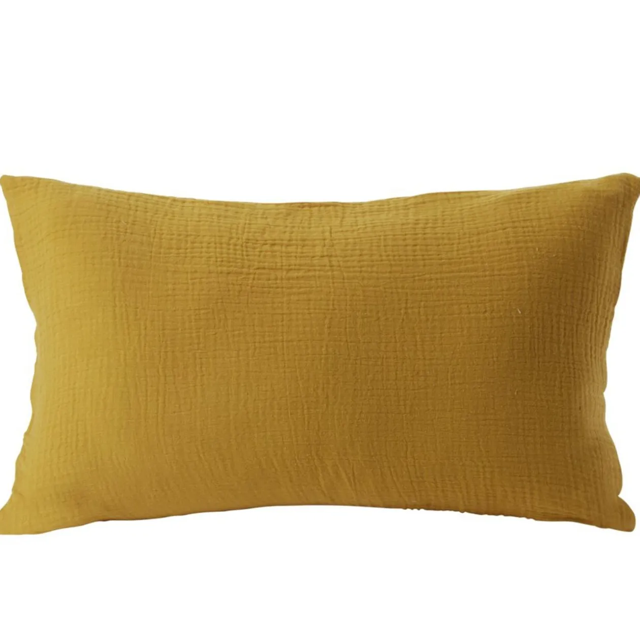 Housse de coussin 30x50cm gaze de coton jaune